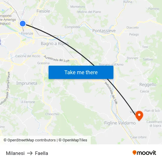 Milanesi to Faella map