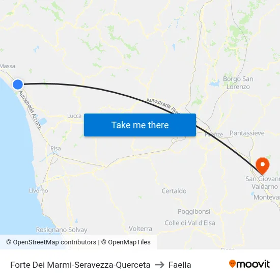 Forte Dei Marmi-Seravezza-Querceta to Faella map