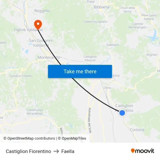 Castiglion Fiorentino to Faella map