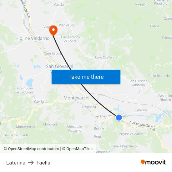 Laterina to Faella map