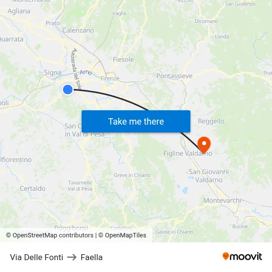 Delle Fonti Street to Faella map
