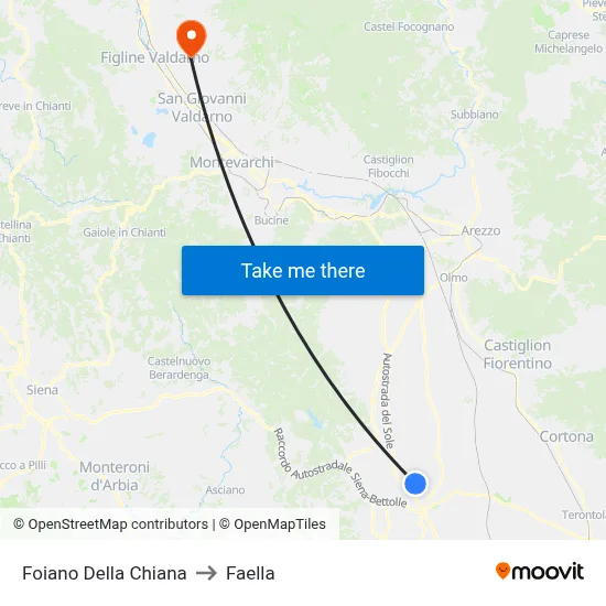 Foiano Della Chiana to Faella map