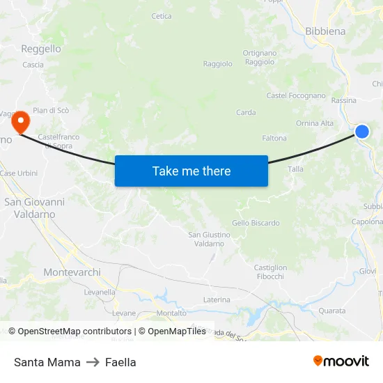 Santa Mama to Faella map