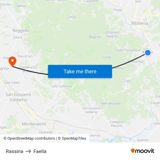 Rassina to Faella map