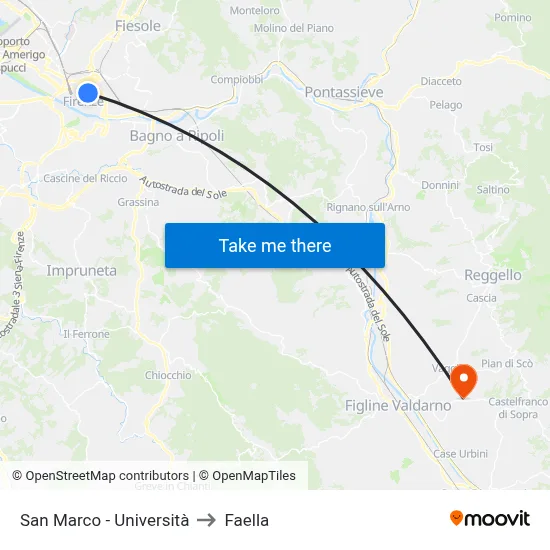 San Marco - University to Faella map