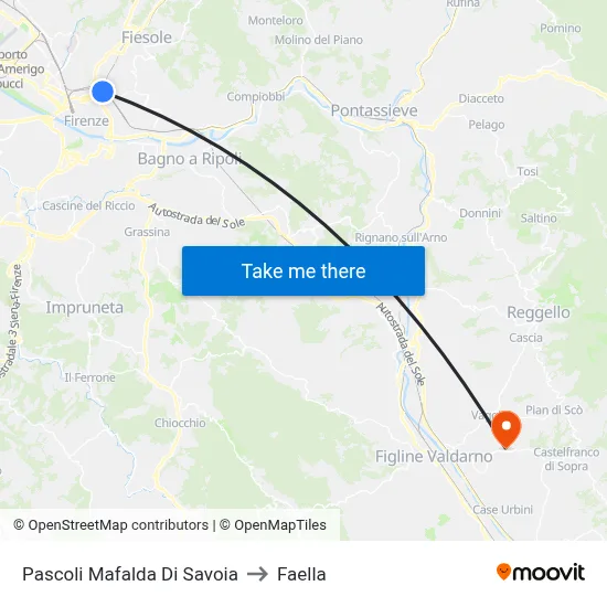 Pascoli Mafalda Di Savoia to Faella map