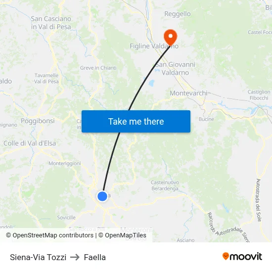 Siena-Via Tozzi to Faella map