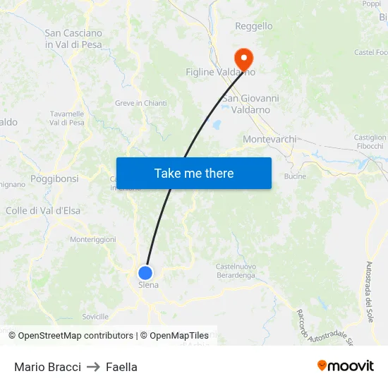 Mario Bracci to Faella map
