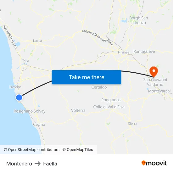 Montenero to Faella map