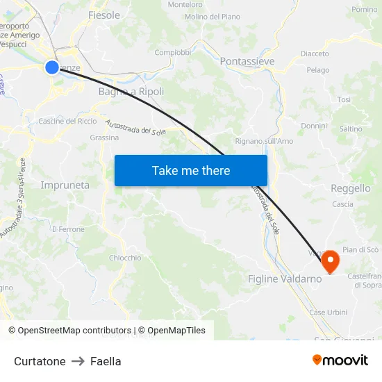 Curtatone to Faella map