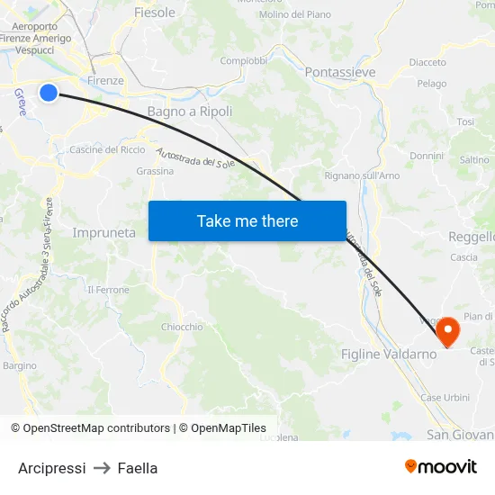 Arcipressi to Faella map