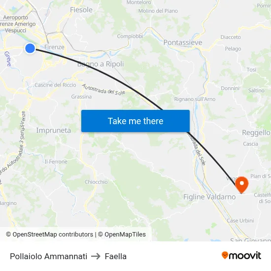 Pollaiolo Ammannati to Faella map