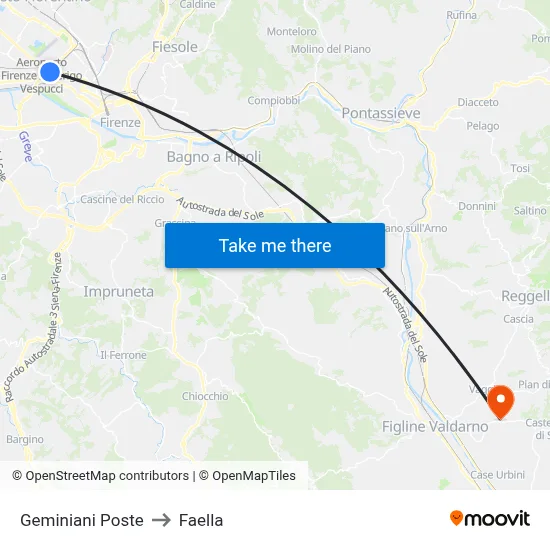 Geminiani Post Office to Faella map
