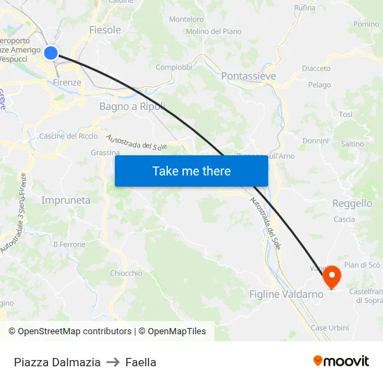 Dalmazia Square to Faella map