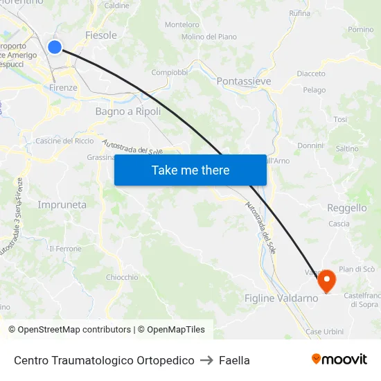 Orthopedic Trauma Center to Faella map