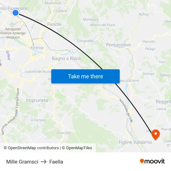 Mille Gramsci to Faella map