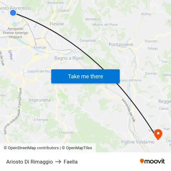 Ariosto Di Rimaggio to Faella map