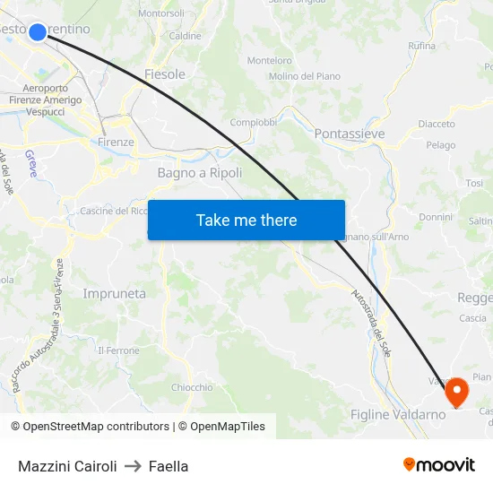 Mazzini Cairoli to Faella map