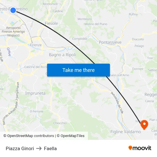 Piazza Ginori to Faella map