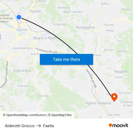 Alderotti Grocco to Faella map