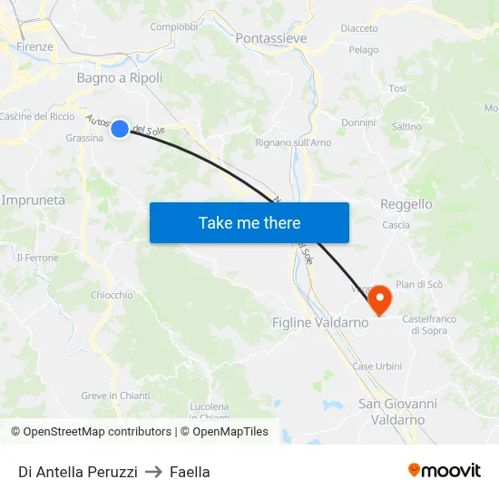 Di Antella Peruzzi to Faella map