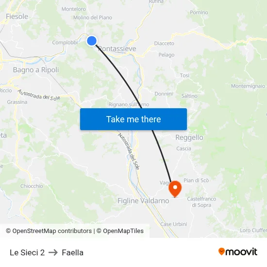 Le Sieci 2 to Faella map