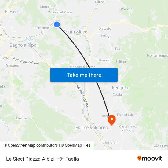 Le Sieci Albizi Square to Faella map