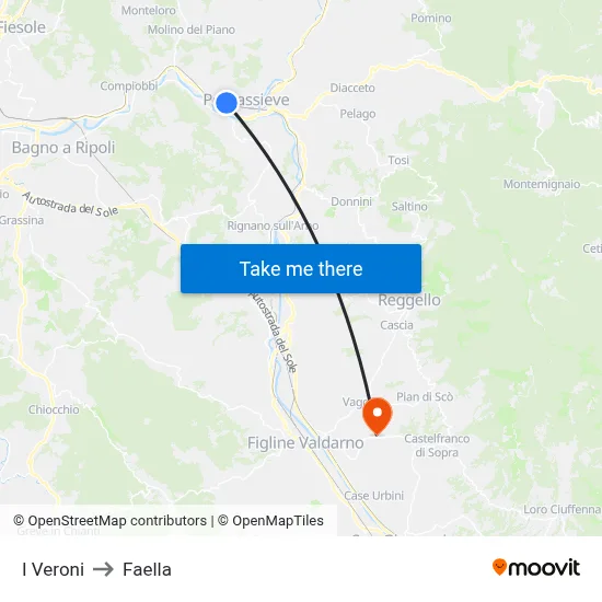 I Veroni to Faella map