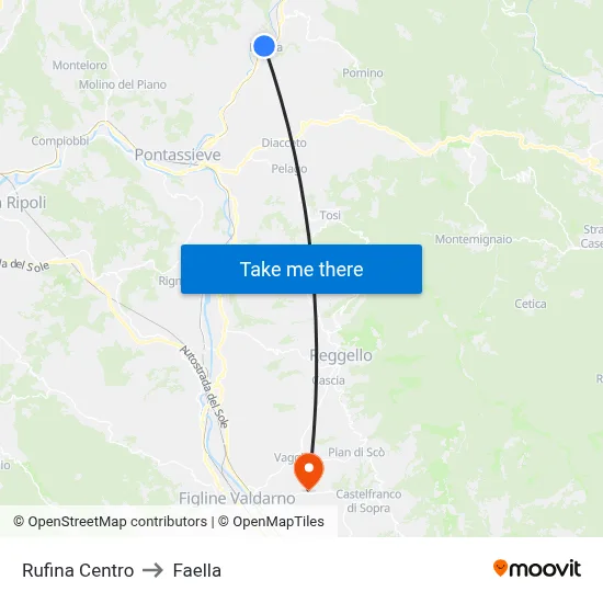 Rufina Center to Faella map