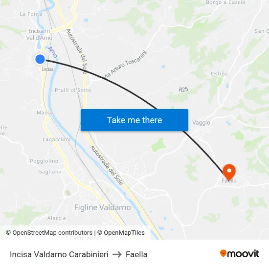 Incisa Valdarno Carabinieri to Faella map