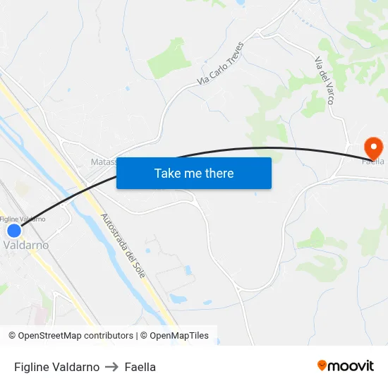 Figline Valdarno to Faella map