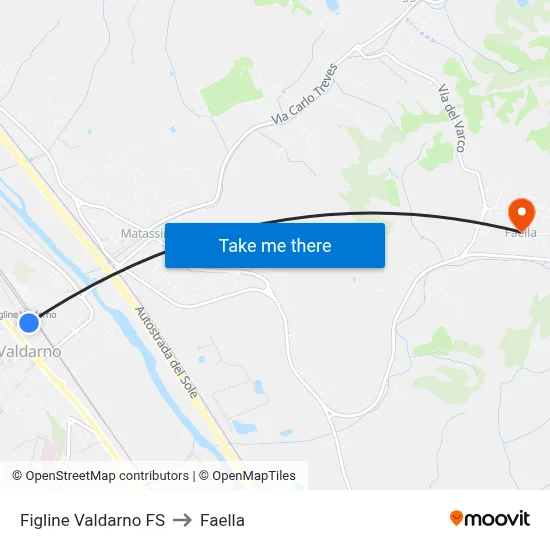 Figline Valdarno Railway Station to Faella map