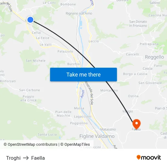 Troghi to Faella map