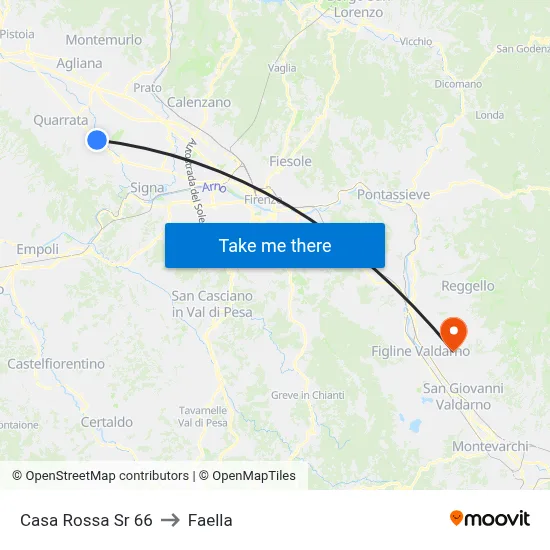Casa Rossa State Road 66 to Faella map