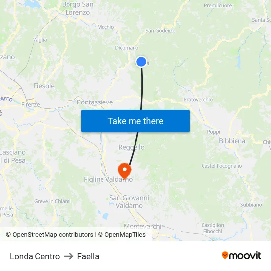Londa Center to Faella map