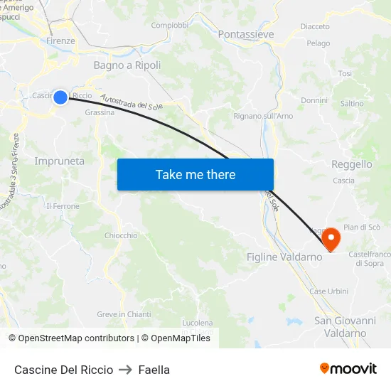 Cascine Del Riccio to Faella map