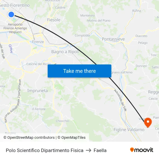 Scientific Center Physics Department to Faella map