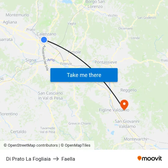 Di Prato La Fogliaia to Faella map