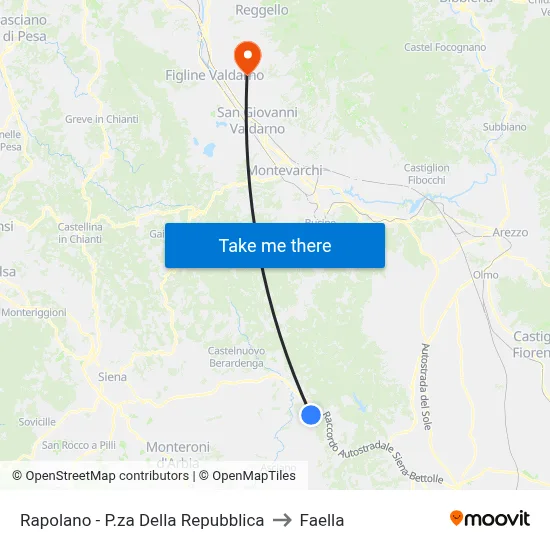 Rapolano - Republic Square to Faella map