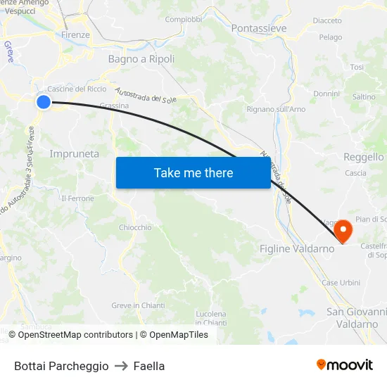 Bottai Parking to Faella map