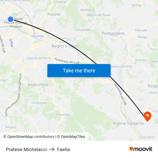 Pratese Michelacci to Faella map