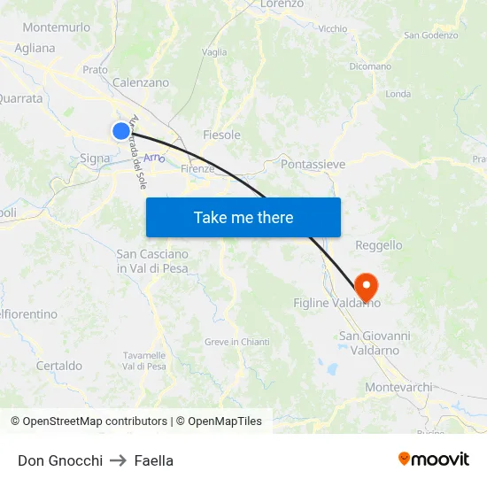 Don Gnocchi to Faella map
