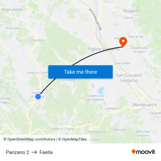 Panzano 2 to Faella map