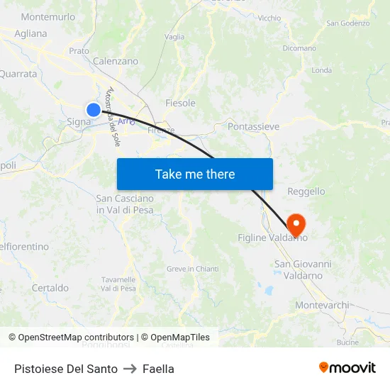 Pistoiese Del Santo to Faella map