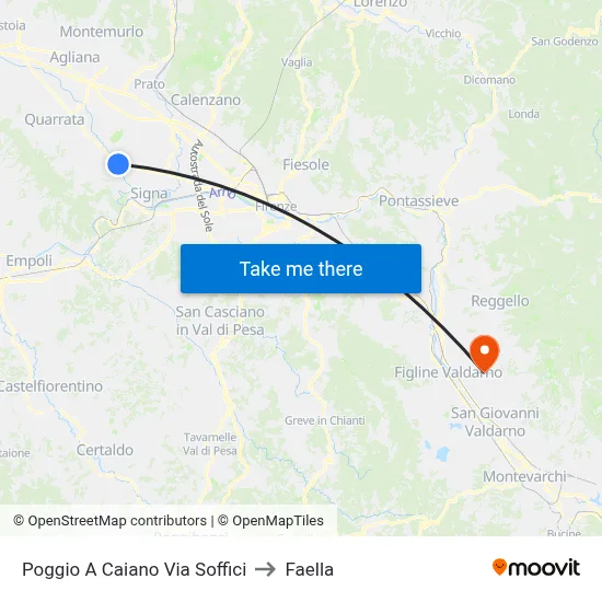 Poggio a Caiano Soffici Street to Faella map