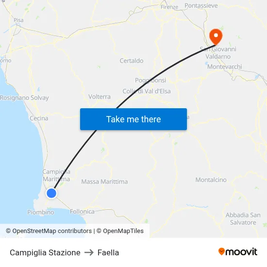 Campiglia Station to Faella map