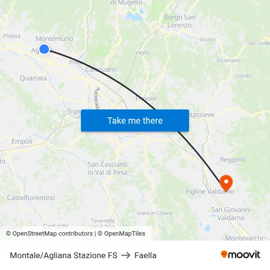 Montale/Agliana Railway Station to Faella map