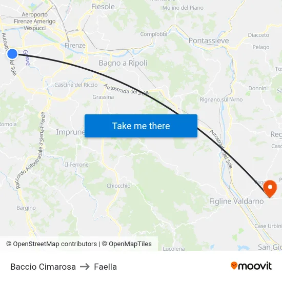 Baccio Cimarosa to Faella map