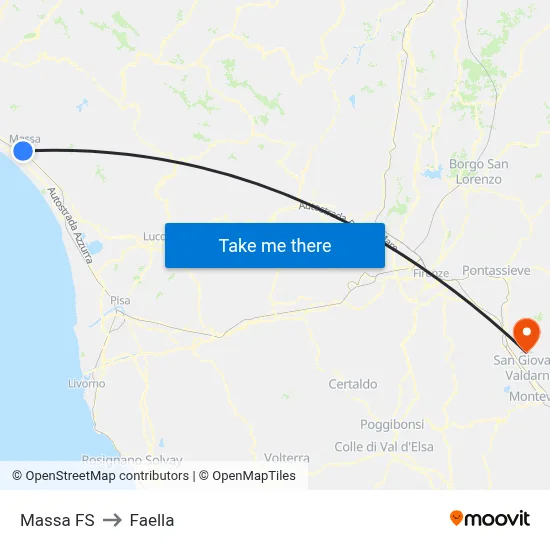 Massa Railway Station to Faella map