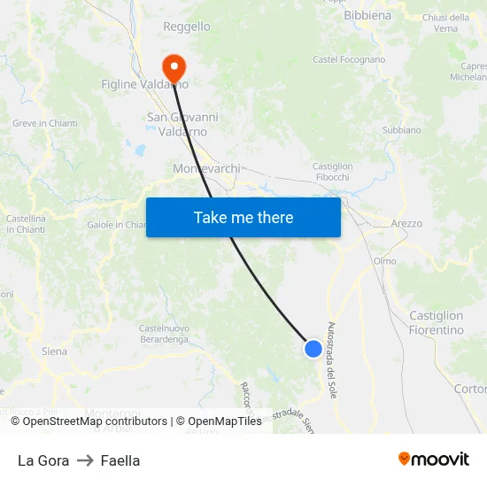 La Gora to Faella map